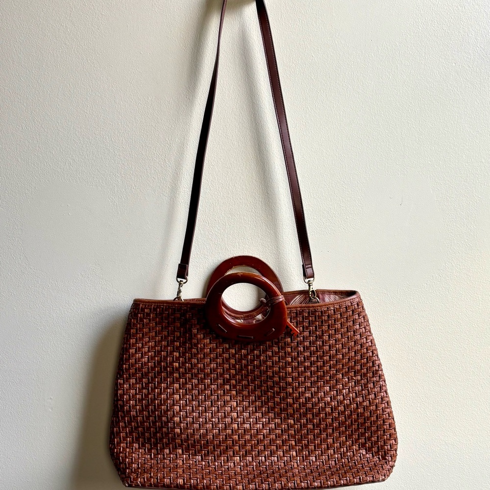 Fossil woven leather crossbody bag